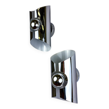 Pair of Space-Age wall sconces, Max Sauze's style, France, 1970s