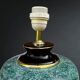 Pied de lampe en céramique verte mouchetée noire et dorée années 70 style Hollywood Regency