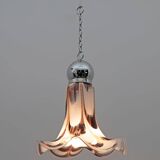 AVMazzega Mid-Century Modern Italian Murano Glass and Steel Pendant, 1970s