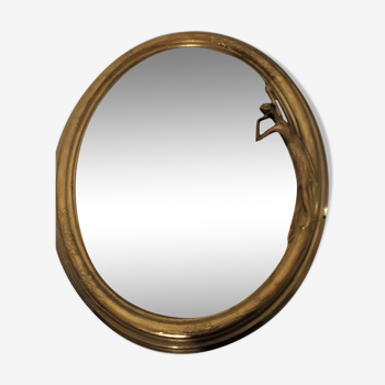 Brass art nouveau mirror