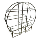 Old circular shelf tubular glazed bookcase art deco style bauhaus design 70s