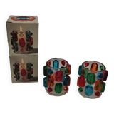 Pair of 70s Rainbow tealight holders