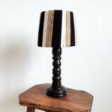 Vintage wooden, rope and wool lamp