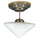 Czech Art Deco Opaline Glass Flush Mount Ceiling Light 1930s