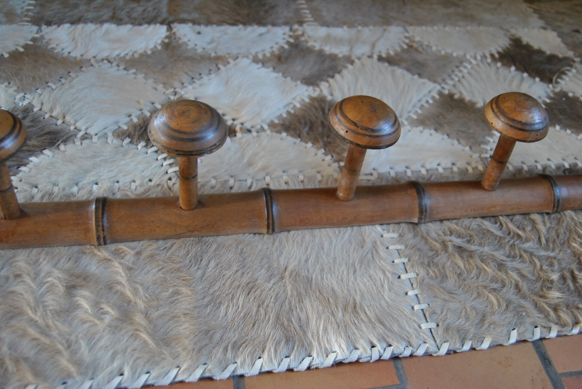 Patère 6 wooden crochet early XXeme