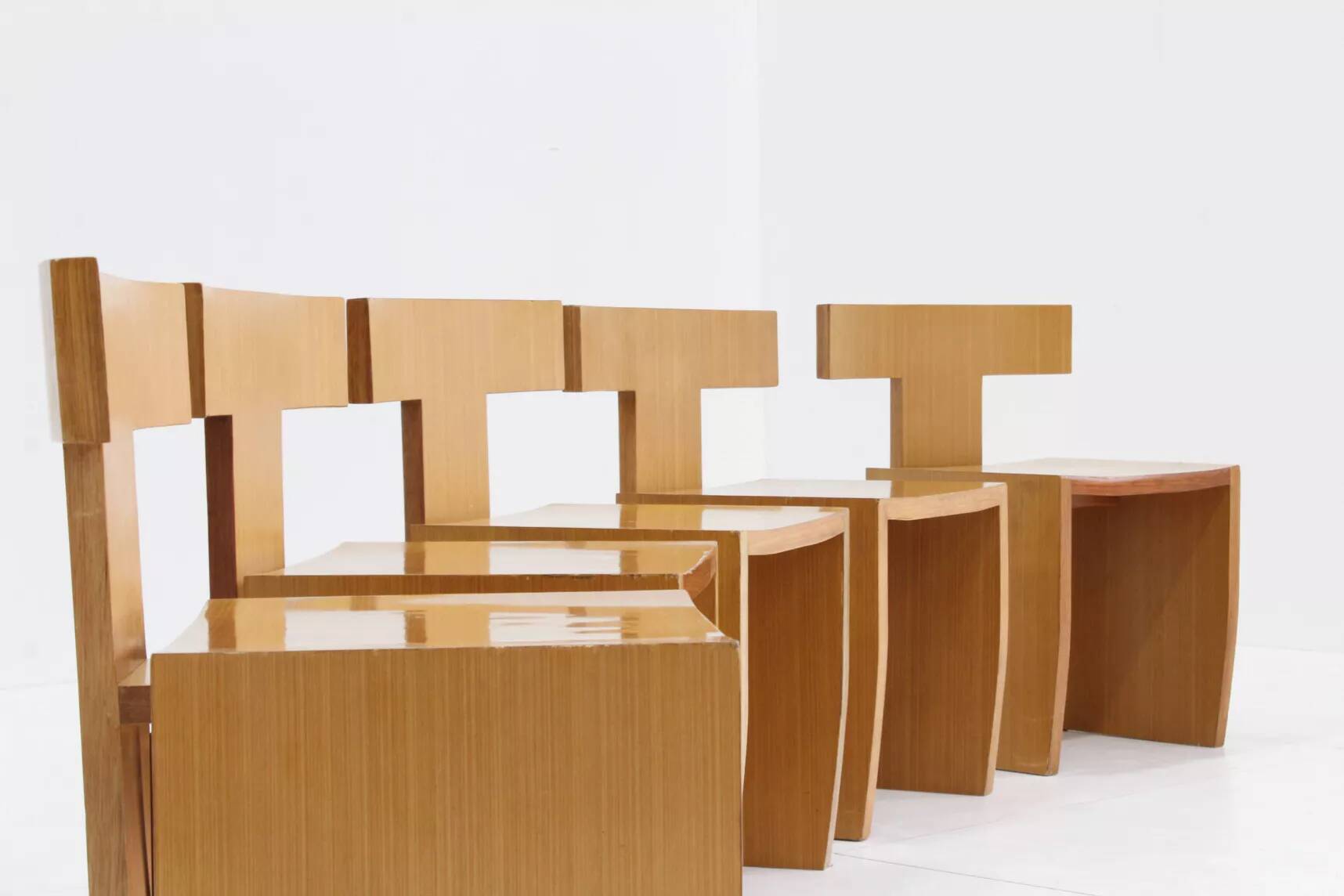 Vintage sculptural dining chairs, set of 5