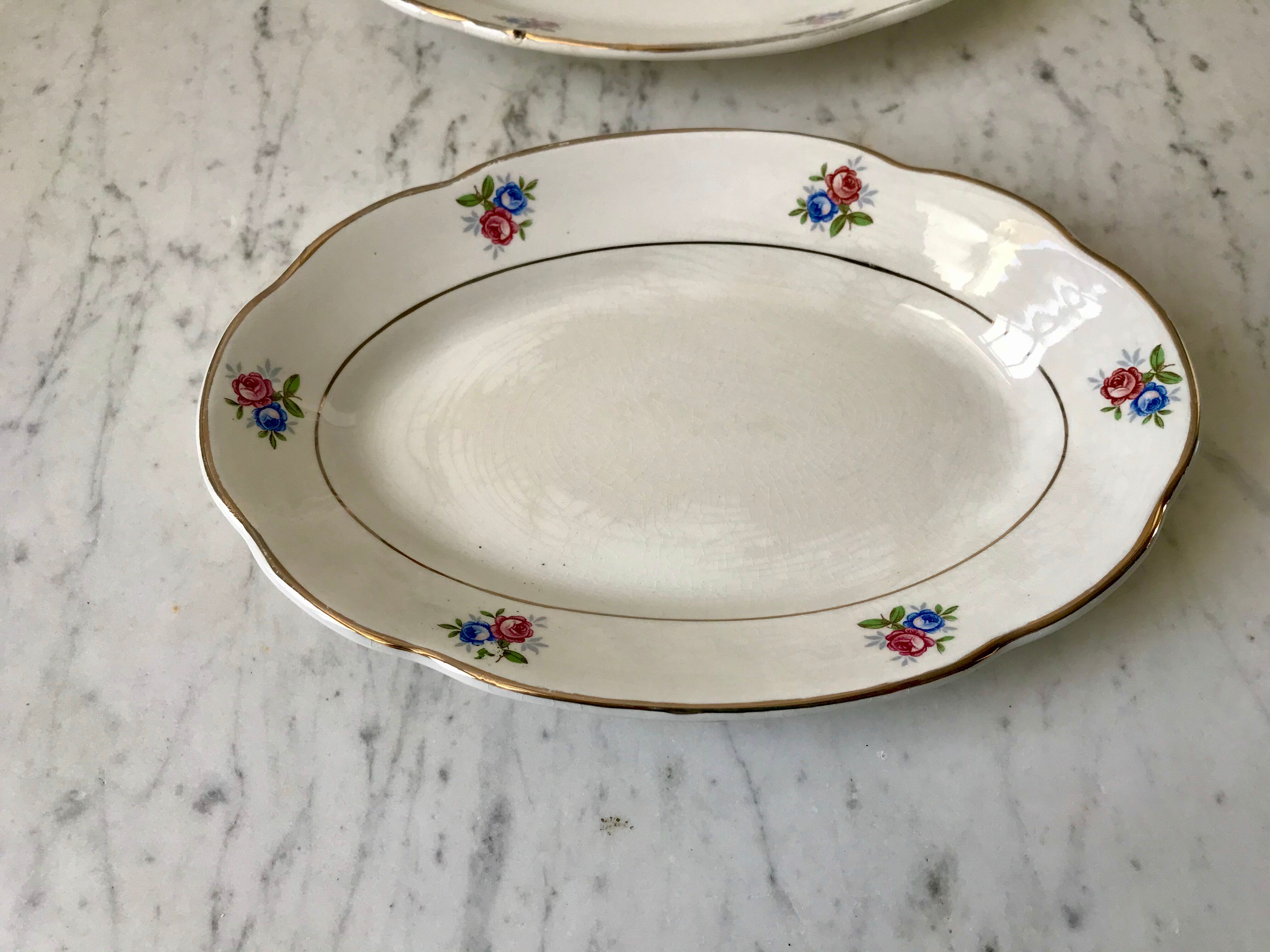 Duo of raviers digoin sarreguemines small flowers 50s