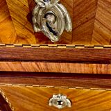 Transition style chest of drawers in rosewood and violet wood, ebony and gilded bronzes