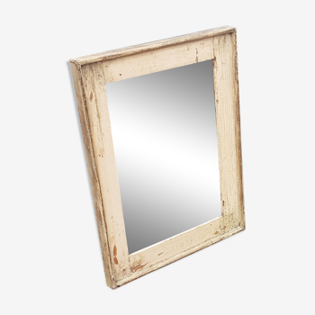 Miroir Blanc Casse Bois Vieux Teck Patine