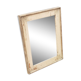 Off-White Mirror Old Teak Wood Patina