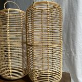 Large lantern-shaped rattan pendant lamp H50 D24