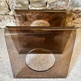Smoked Plexiglas magazine rack by Michel Dumas for Roche Bobois 1970