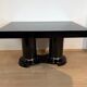 Art Deco dining table in black piano lacquer & metal, 1930