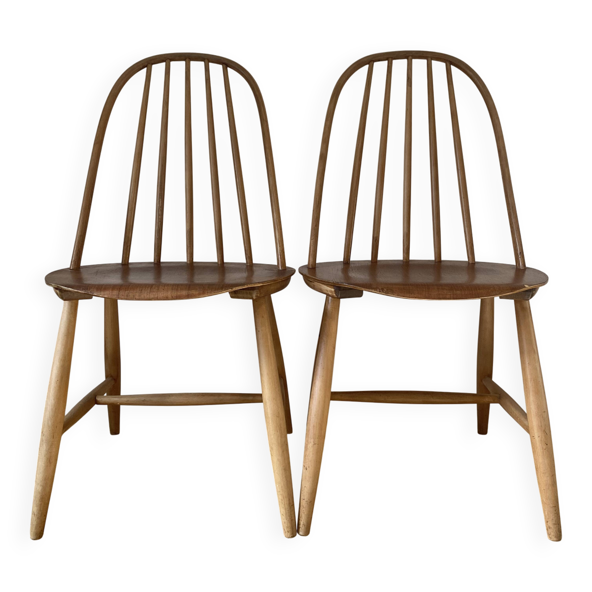 Pair of Scandinavian chairs - Hagafors Mod.16 - molded teak & ash