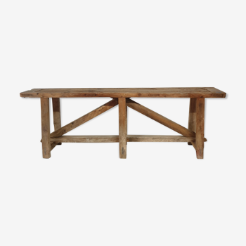 Console d'atelier en bois délavé