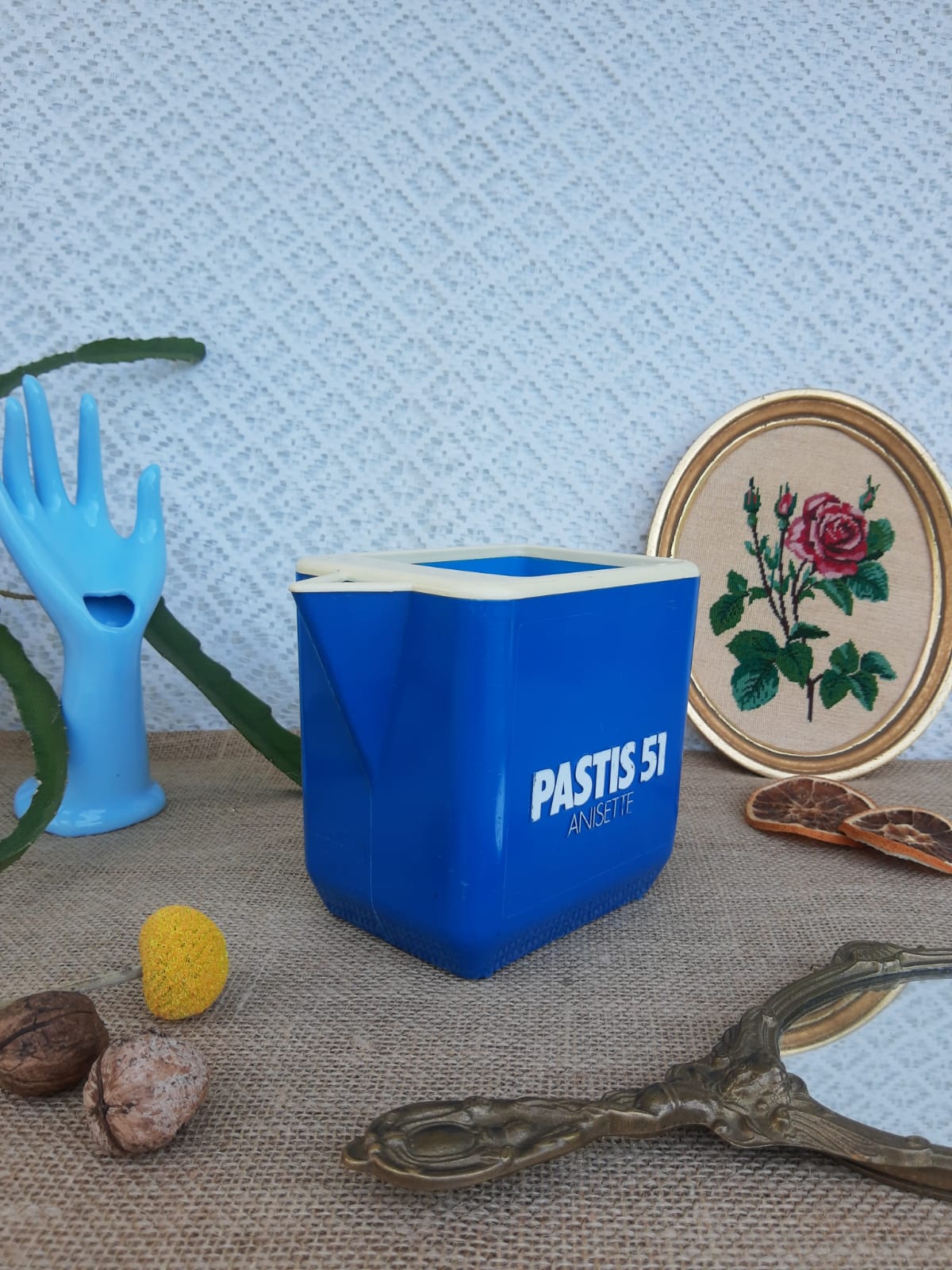 Vintage pastis 51 blue plastic decanter