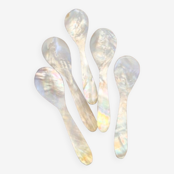 Set of 5 small mother-of-pearl spoons