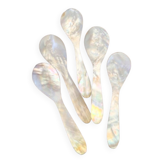 Set of 5 small mother-of-pearl spoons