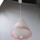 Mid-century white and pink glass suspension light, French vintage from the 1950s to 1960s.