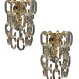 Set of 2 1980s Murano Glass Link Wall Sconces