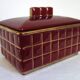 Art Deco box in burgundy ceramic art Poët Laval