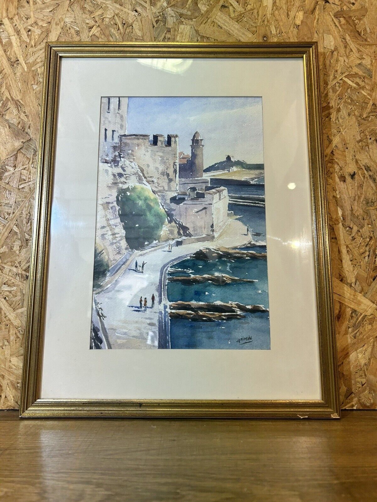Gilles grimoin, peintre contemporain, aquarelle, vue sur collioure, signée
