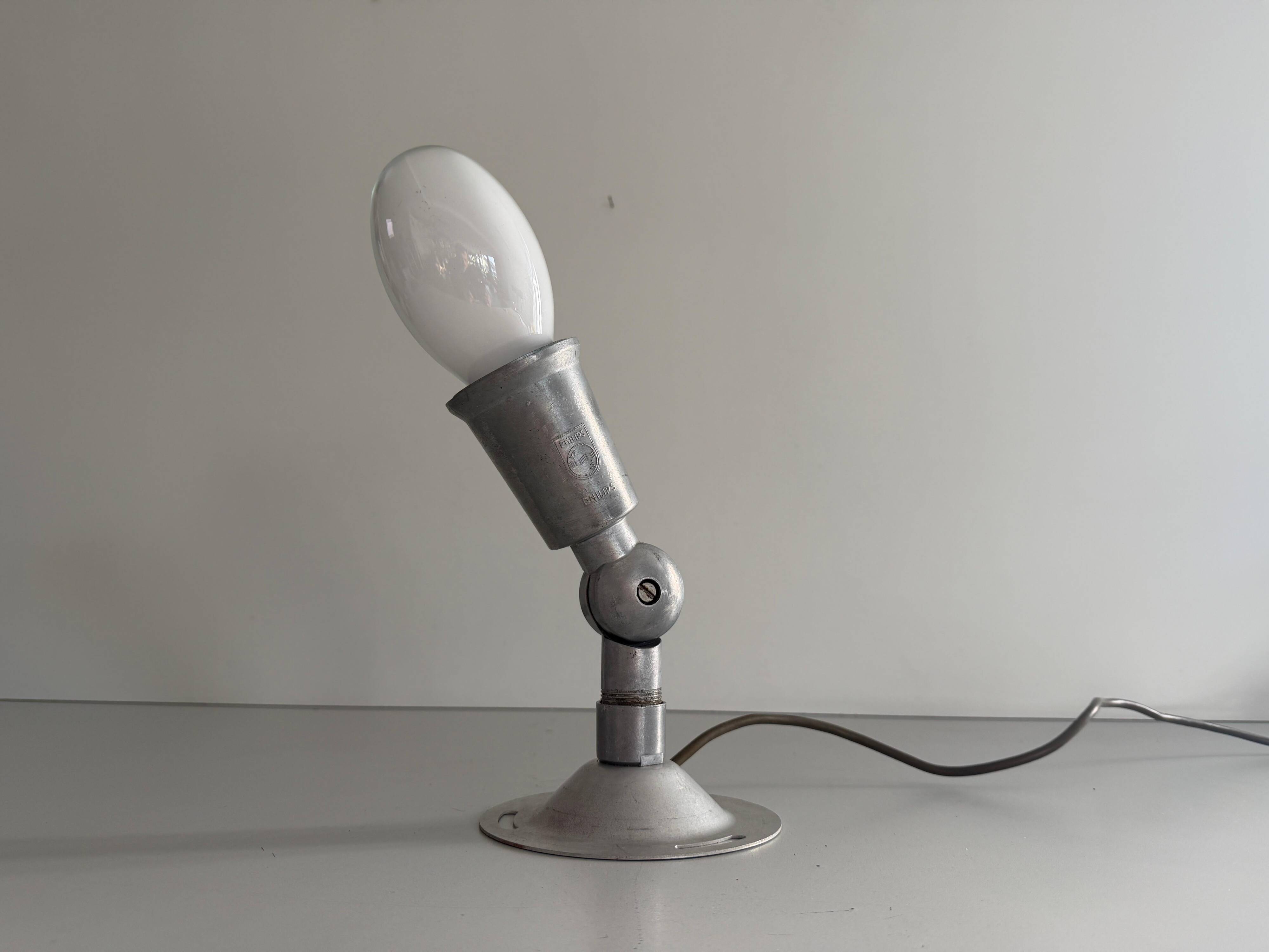 Adjustable head table lamp in aluminium by Philips, 1960s, Germany