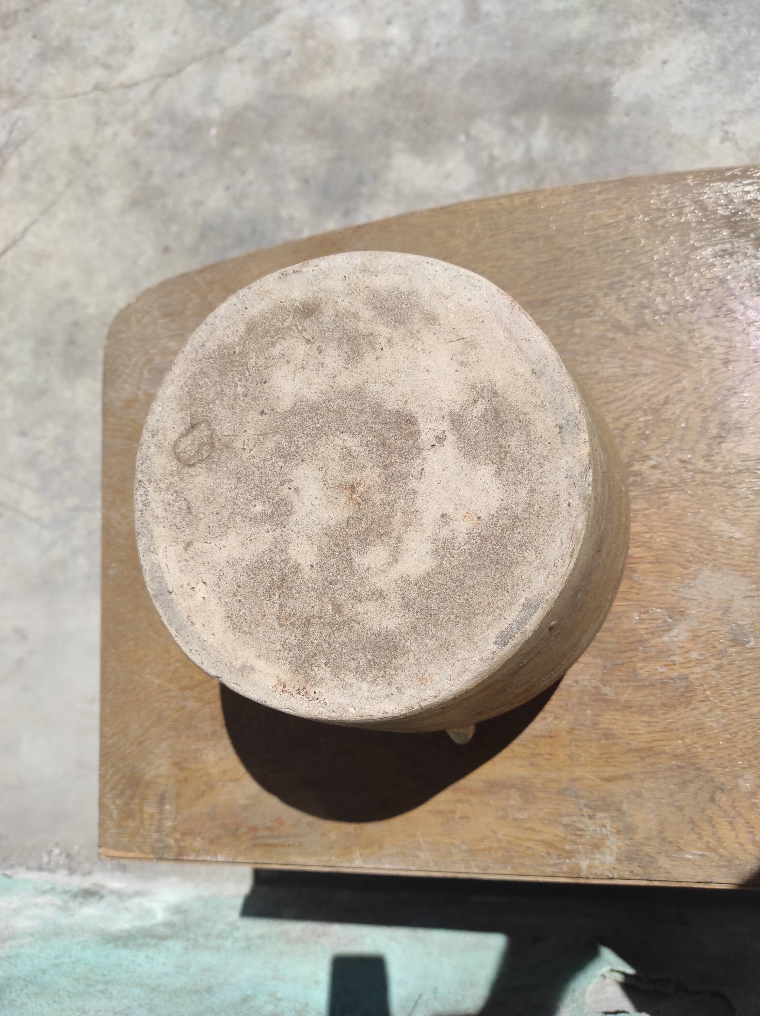 Old grease pot or confit in glazed rustic sandstone vase storage pencils brushes kitchen