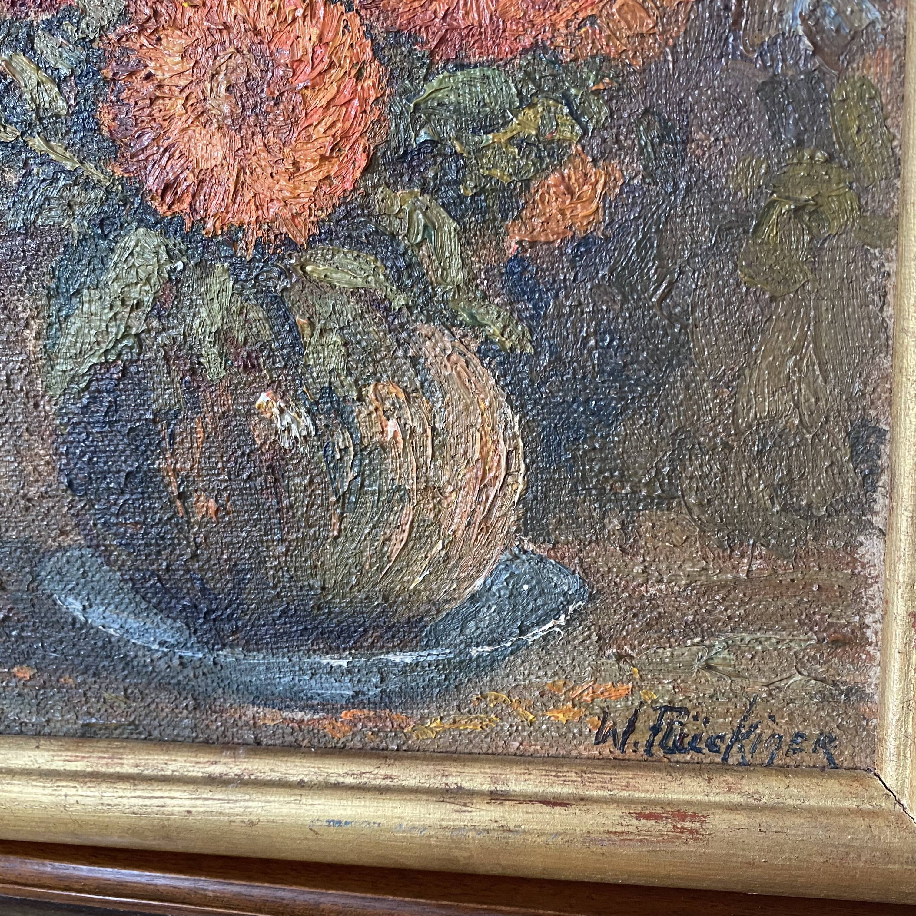 Oil on canvas "bouquet of marigolds"