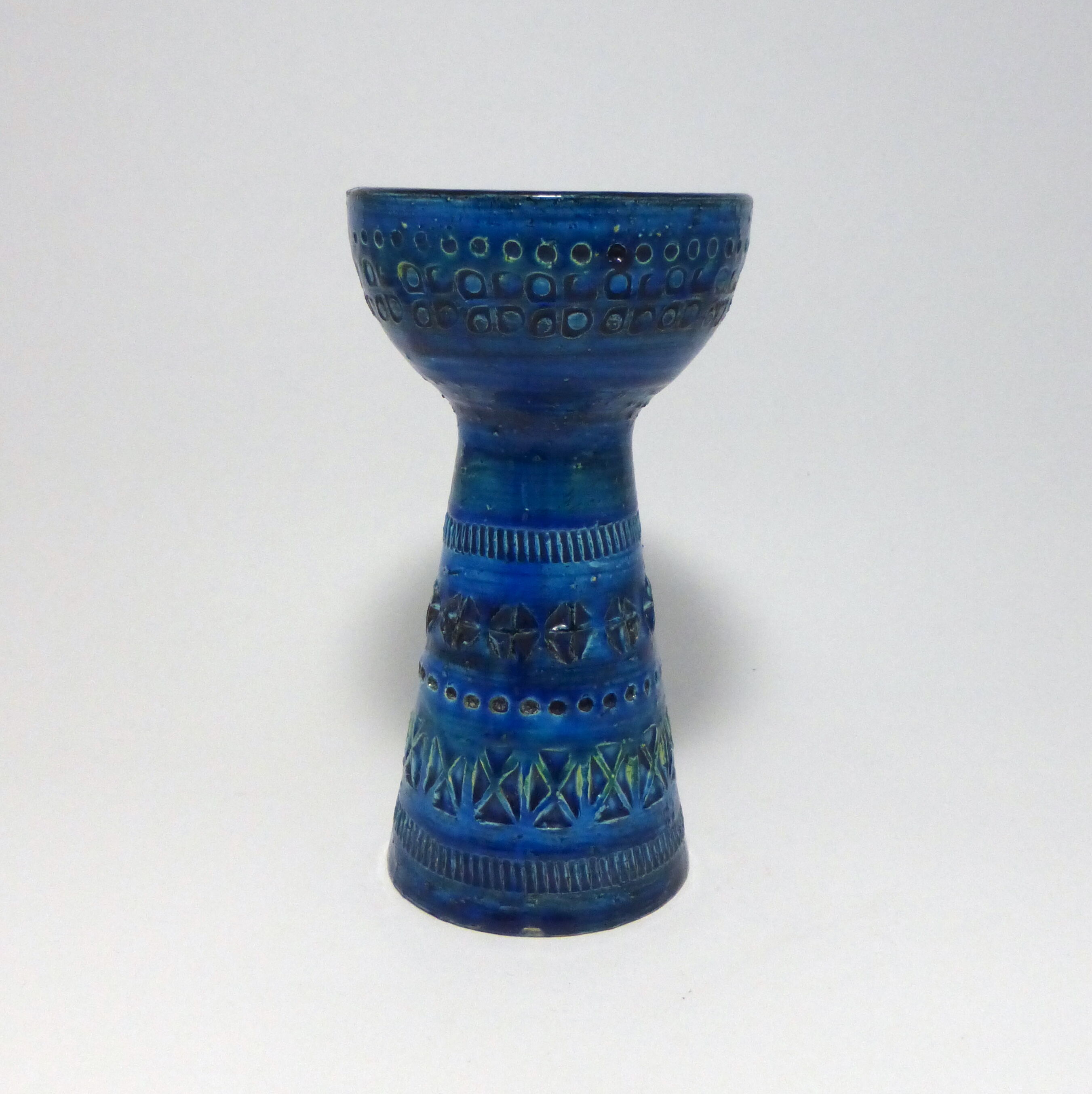 1950 1960 Rimini Blu Aldo London Diamond Bitossi ceramic candleholder