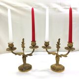 Paire de candélabre bronze rocaille