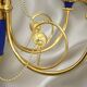Solid Bronze Lustre Directoire Style in Gold & Royal Blue with Six Candles