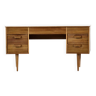 Midcentury uniflex walnut and beech concave desk designed by Gunther Hoffstead,