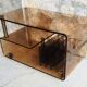 Vinyl or hifi furniture - smoked plexiglass and brass - 1970