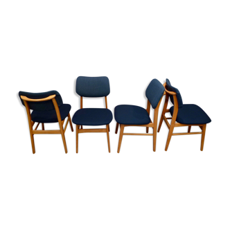 Set of 4 chairs grey and blue Scandinavian design
