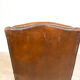 Dark brown sheep leather wingback armchair vintage