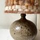 Ceramic table lamp in chamotte stoneware & wool, Alain Blanchard 1970
