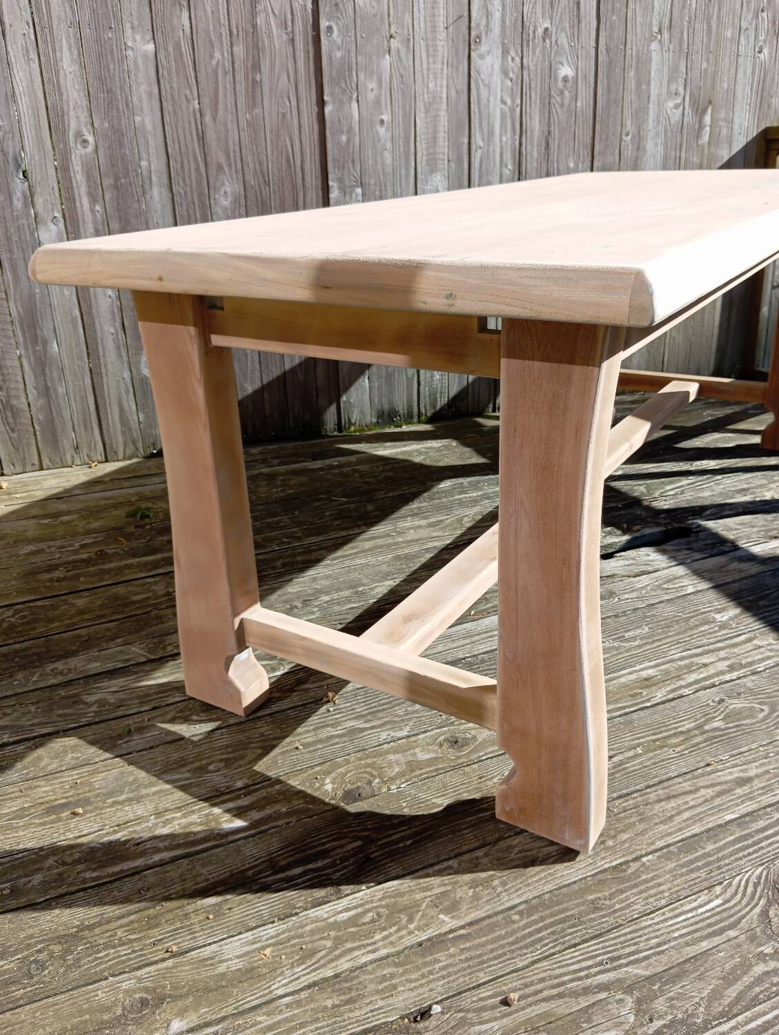 Raw wood farmhouse table
