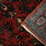 Burgundy Red Floral Wool Runner Rug,1960s Traditional Oriental Stair Runner