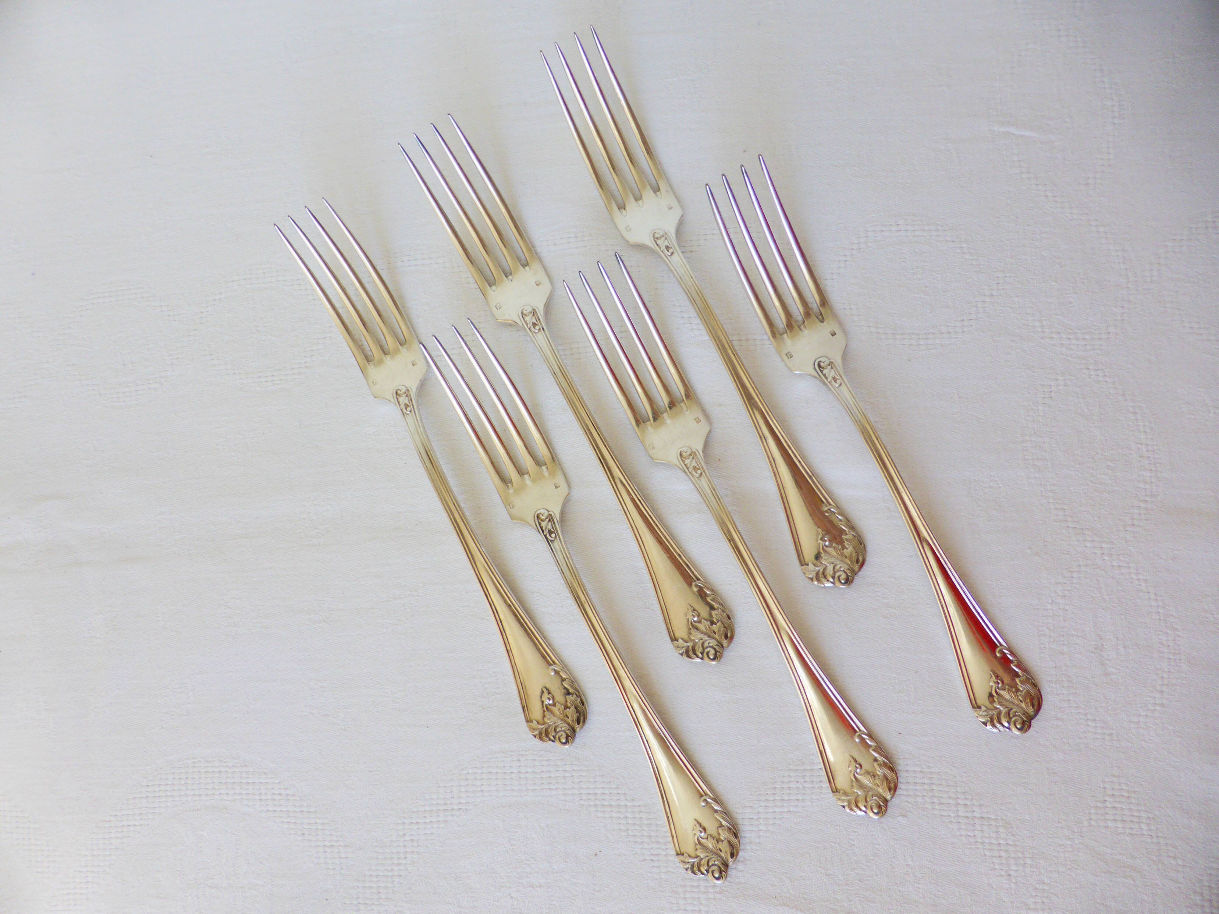 6 punched silver metal forks 2106224