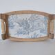 Wooden tray and blue toile de Jouy