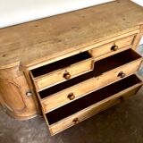 English half-moon sideboard, 2 doors and 4 drawers in light wood, 1930.