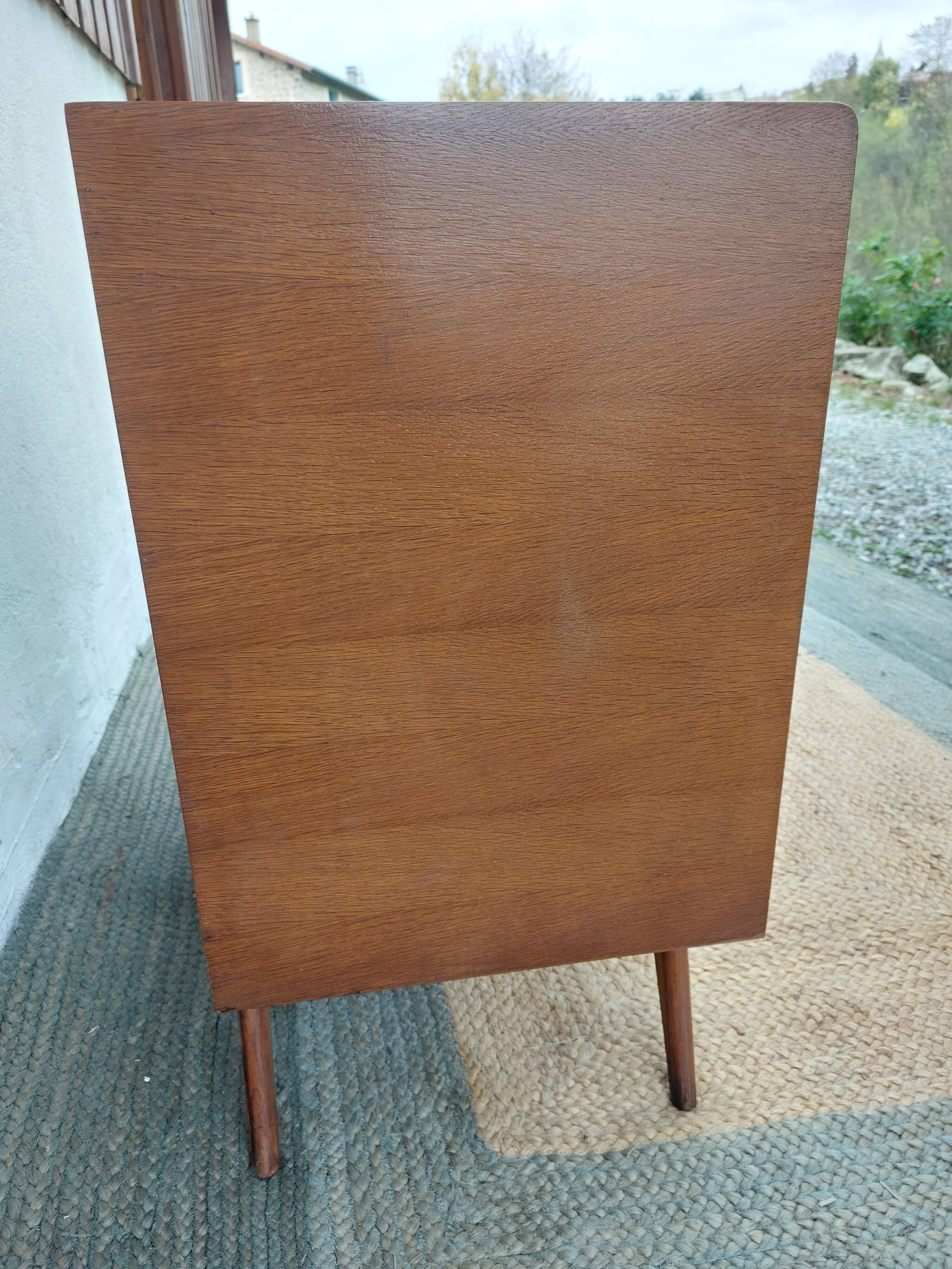 commode pieds compas, osier, vintage