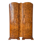 Art Deco wardrobe from the 1930s in elm burl – curved doors