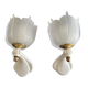 pair of ceramic and frosted glass wall lights 1950