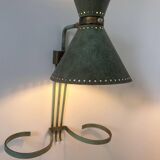 Vintage adjustable wall lamp, brass and patinated green, Italy 1950