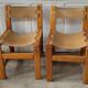 Lot de 4 chaises bois et cuir maison Regain – années 70