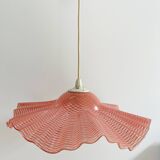 Pink molded glass pendant light