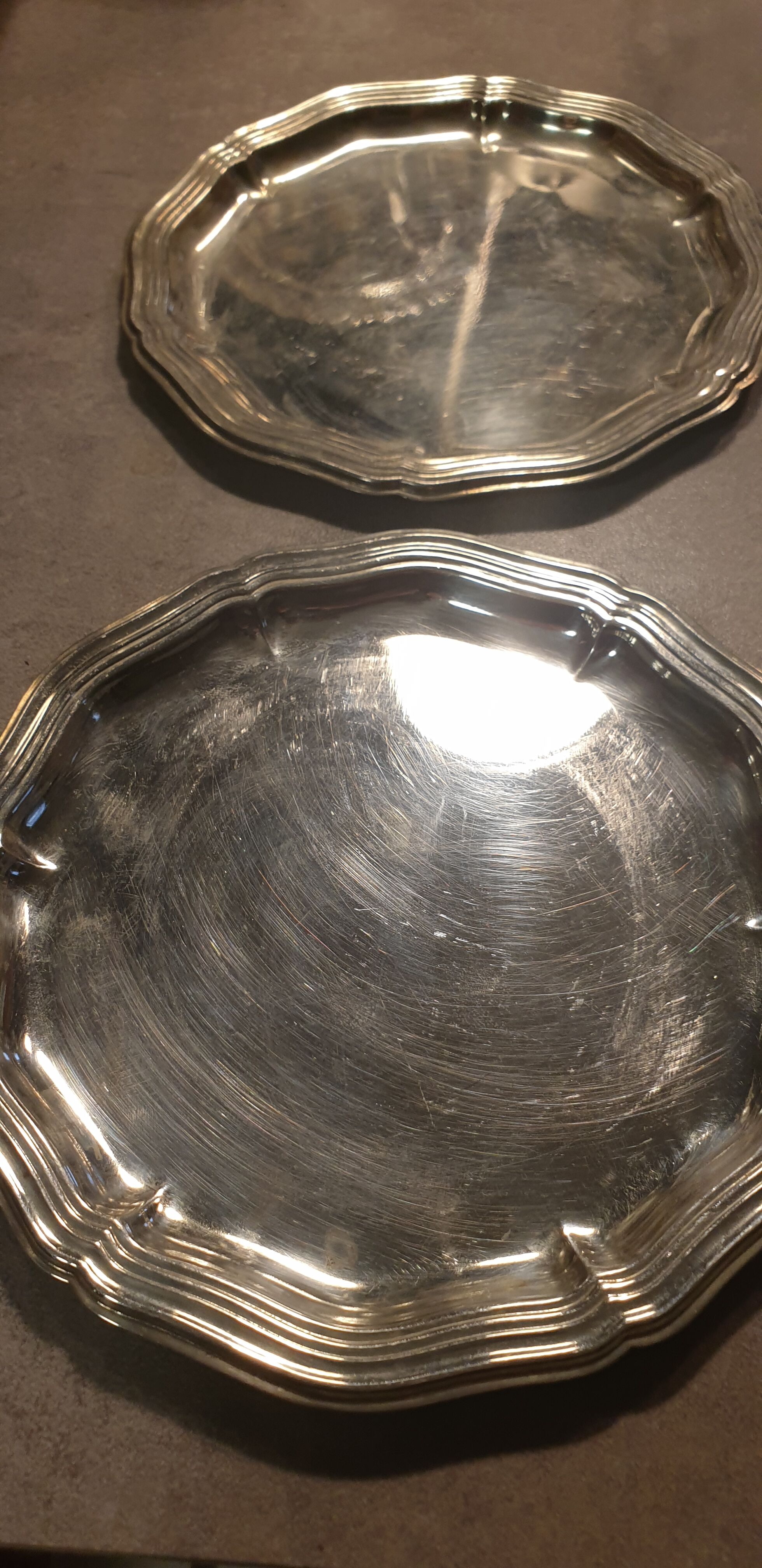 4 carved silver metal coasters