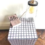 Ceramic tile cube, stool end of sofa